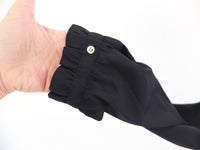 Vintage 80s Black Ruffled Blouse with Puff Sleeve - Size XL RebecaVintageShop