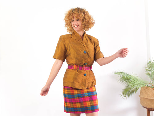 Vintage 80s two pieces blazer and skirt set - Size M