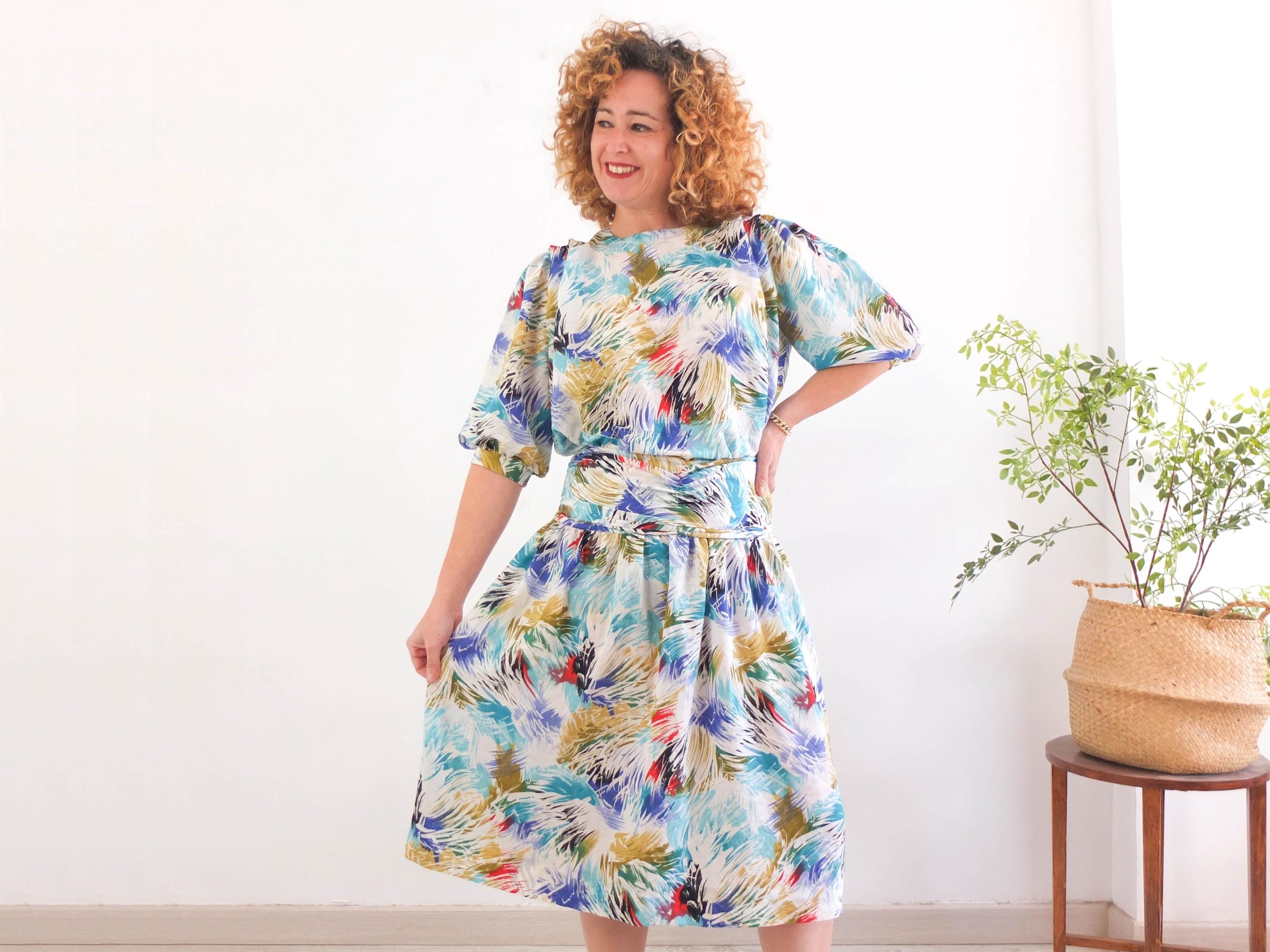 80s retro dress Vintage 80s Avant Garde colorful dress