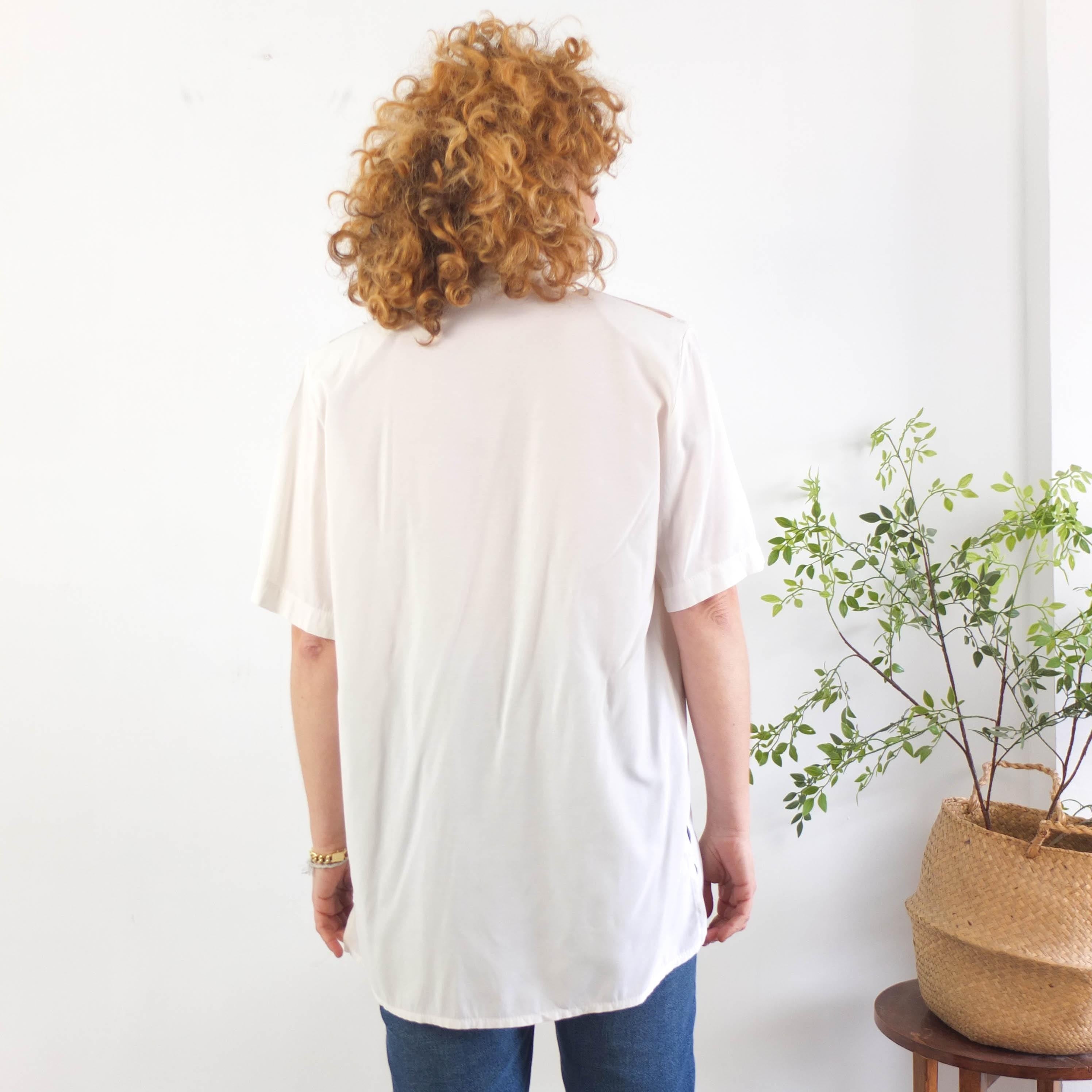 Vintage 90s retro abstract button shirt- Medium Large