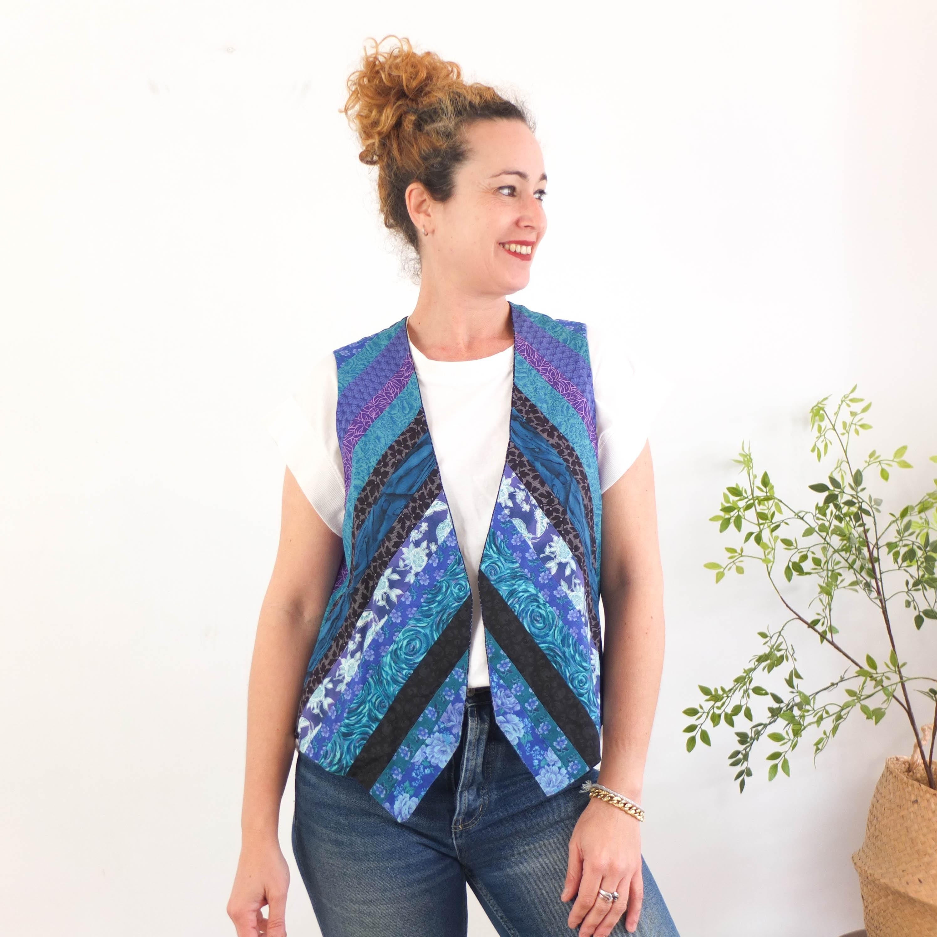 Vintage 00s 90s floral patchwork vest - Medium