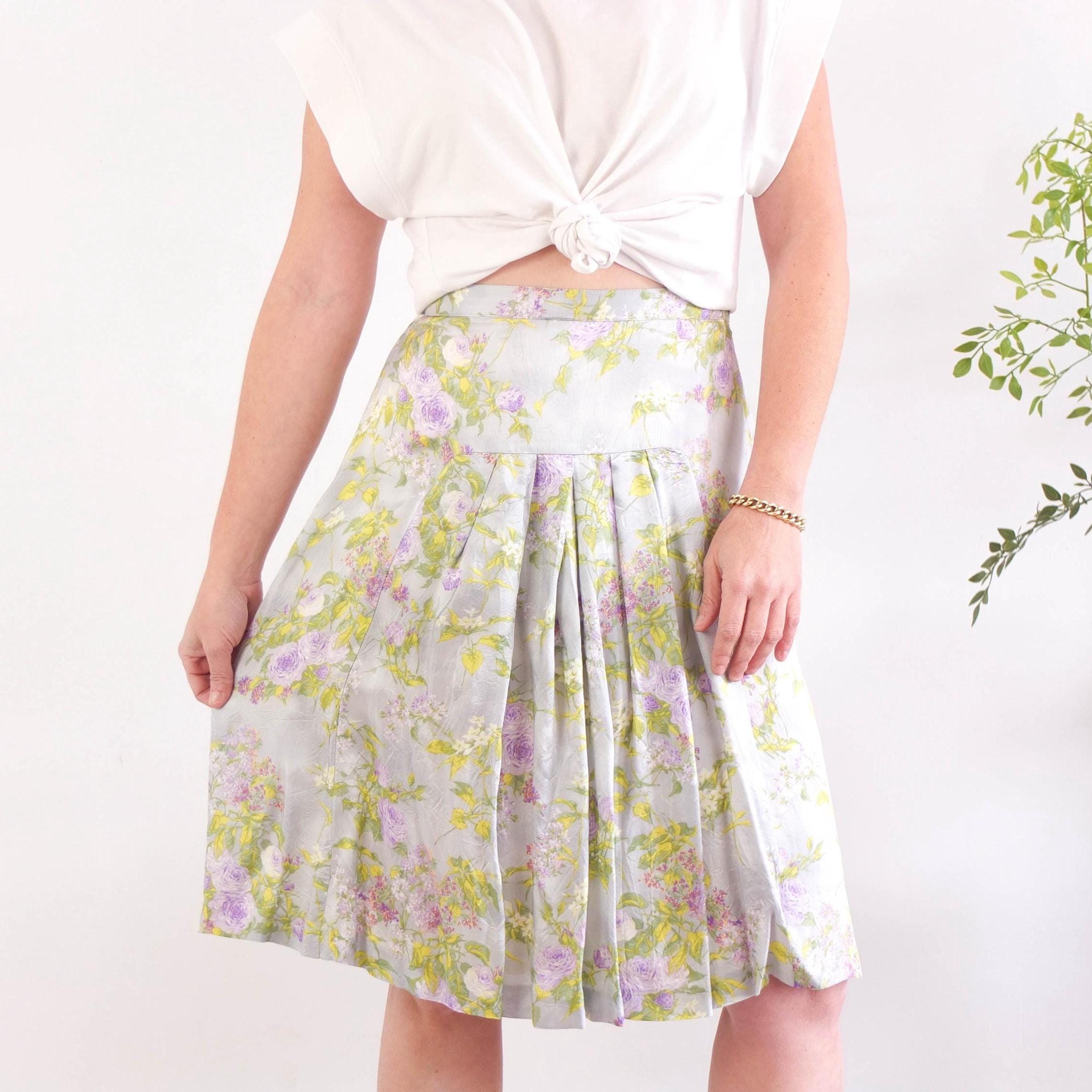 Vintage 90s floral pleated mini skirt - Medium