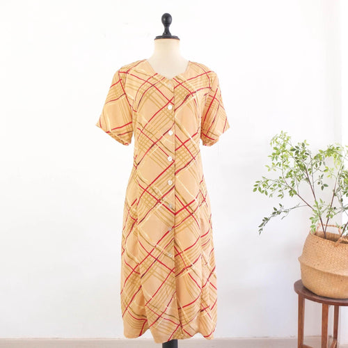 Vintage 90s brown abstract print maxi dress