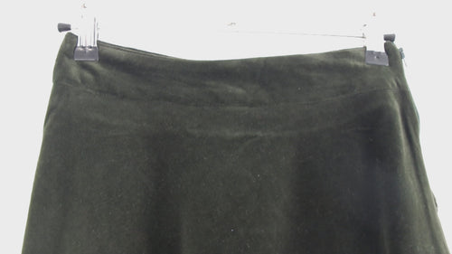 Vintage 70s dark green velvet a line skirt - Size S