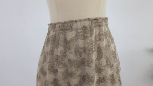 Vintage a line midi knit skirt with brown abstract pattern - Size L