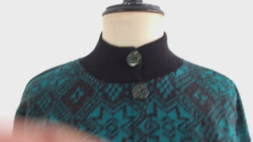 Vintage 80s geometric cropped sweater - Size S