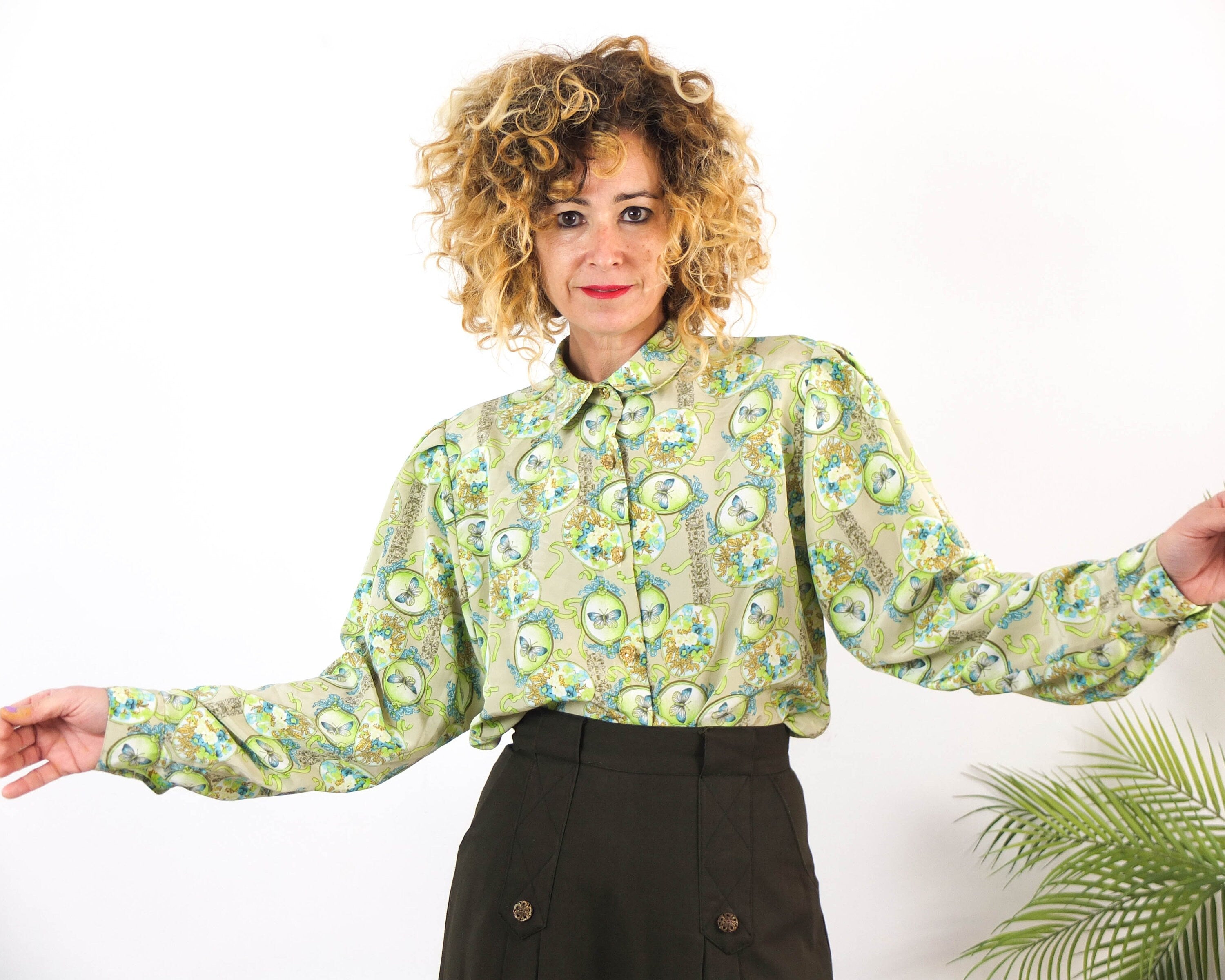 Blusa con estampado de mariposas vintage 80s RebecaVintageShop