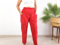 Pantalón de cintura alta rojo 80s vintage de  Burberrys