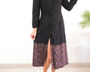 Vestido negro de botones vintage con bajo estampado paisley RebecaVintageShop