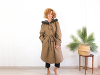 Trench marron vintage de los 80s con capucha RebecaVintageShop