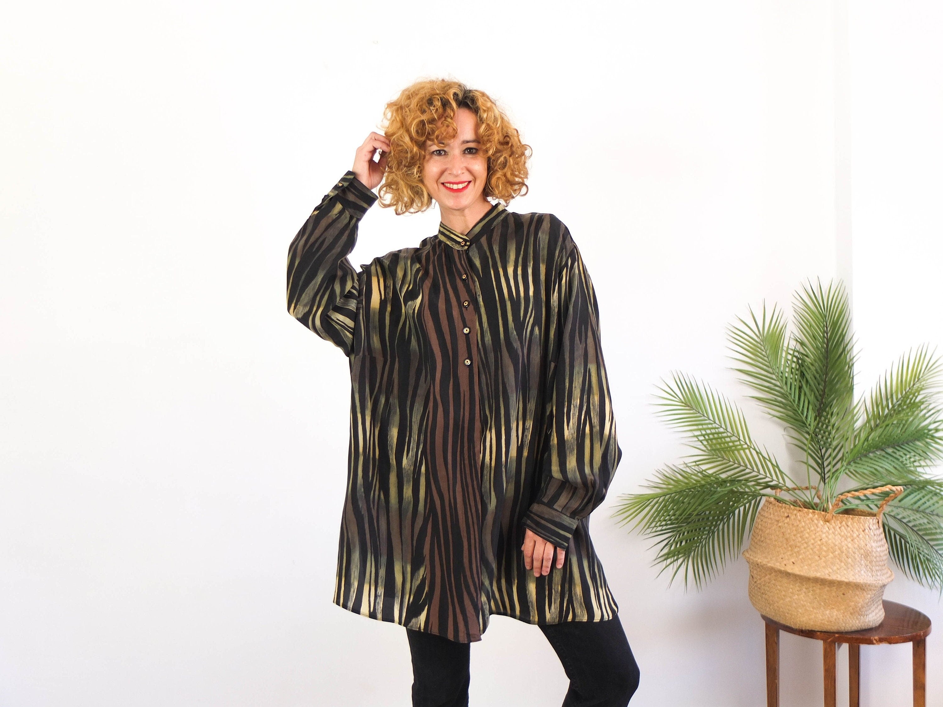 Blusa oversized retro 80s vintage con manga larga